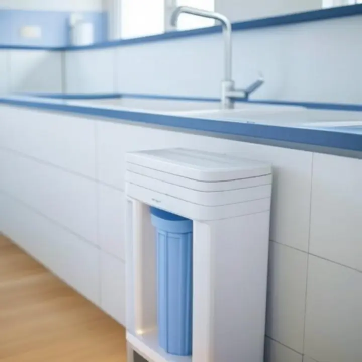 Filtr wody Pure Water IO prezentujący nowoczesną obudowę i elementy filtrujące